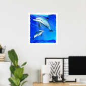Mama und Baby-Dolphin Poster (Heimbüro)