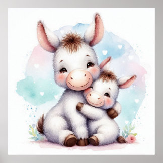 Mama und Baby Donkey Poster