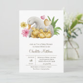 Mama und Baby Duck Aquatic Animals Babydusche I Einladung (Stehend Vorderseite)