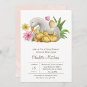 Mama und Baby Duck Aquatic Animals Babydusche I Einladung (Vorne/Hinten)