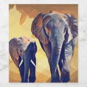 Mama und Baby Elefant im Herbst Weinetikett (Einzelnes Label)