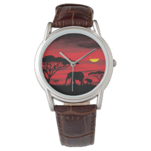 Mama und Baby Elefant in der Serengeti Armbanduhr