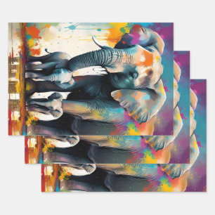 Mama und Baby Elefanten Farbschlauch, Geschenkpapier Set