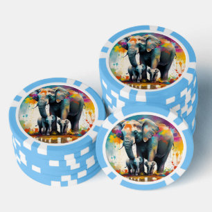 Mama und Baby Elefanten Farbschlauch, Pokerchips
