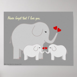 Mama- und Baby-Elefanten-Grau-Poster Poster