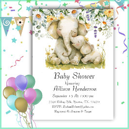 Mama und Baby Elephant Babydusche Einladung