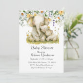 Mama und Baby Elephant Babydusche Einladung (Stehend Vorderseite)