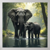 Mama und Baby Elephant im afrikanischen Regenwald Poster (Vorne)