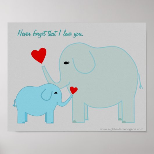 Mama und Baby Elephant in Blues Poster (Vorne)