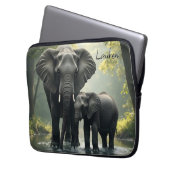 Mama und Baby Elephant Personalisiert Laptopschutzhülle (Vorderseite Links)