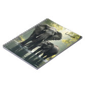 Mama und Baby Elephant Personalisiert Notizblock (Linke Seite)