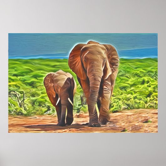 Mama und Baby Elephant Poster (Vorne)