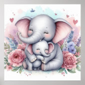 Mama und Baby Elephant Poster (Vorne)