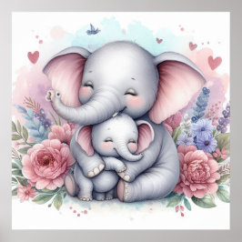 Mama und Baby Elephant Poster