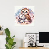 Mama und Baby-Eule Poster (Heimbüro)
