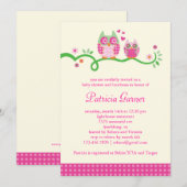 Mama-und Baby-Eulen-Baby-Mädchen-Duschen-Einladung Einladung (Vorne/Hinten)