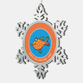Mama-und Baby-Fisch-Küsse Schneeflocken Zinn-Ornament (Rechts)