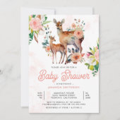 Mama und Baby Floral Deer Baby Dusche Einladung (Vorderseite)