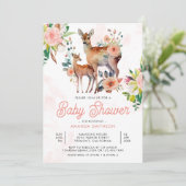 Mama und Baby Floral Deer Baby Dusche Einladung (Stehend Vorderseite)