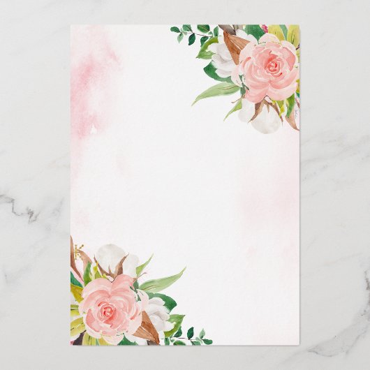 Mama und Baby Floral Deer Baby Shower Gold Folieneinladung (Rückseite)