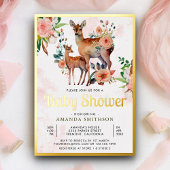 Mama und Baby Floral Deer Baby Shower Gold Folieneinladung