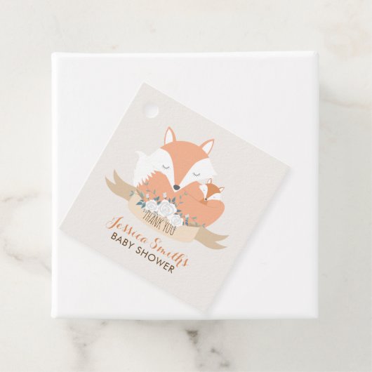 Mama und Baby Fox Babydusche Geschenkanhänger (Beispiel)