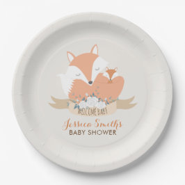 Mama und Baby Fox Babydusche Personalisiert Pappteller