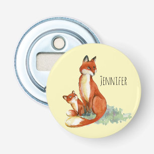 Mama und Baby Fox Niedliche Aquarellbilder Flaschenöffner