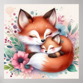 Mama und Baby Fox Poster