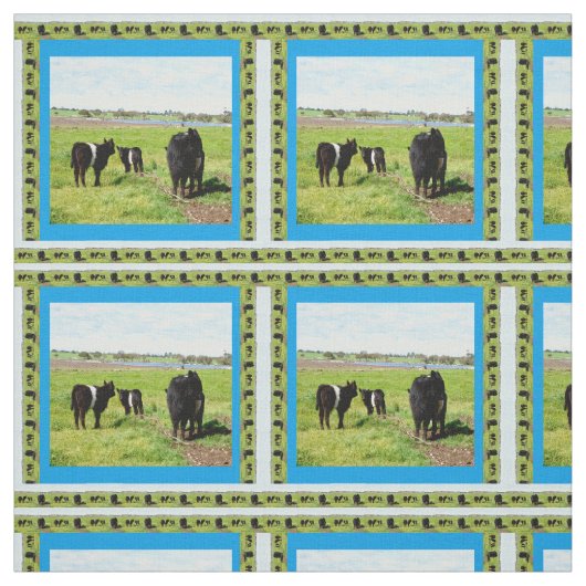 Mama- und Baby-Galloway-Kühe, Stoff (Muster)