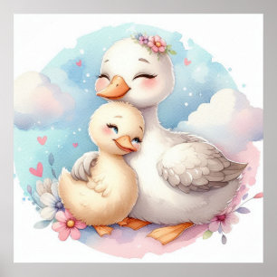 Mama und Baby Gans Poster