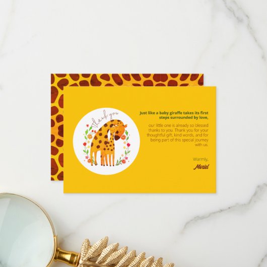 Mama und Baby Giraffe Danke Karte (Vorderseite/Rückseite Beispiel)