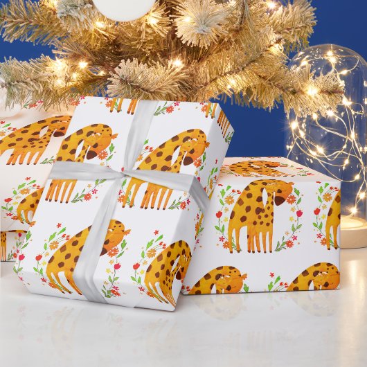 Mama und Baby Giraffe Geschenkpapier (Feiertage)