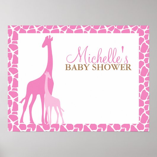 Mama und Baby Giraffe Kinderdusche Begrüßungszeich Poster (Vorne)