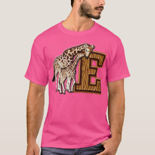Mama und Baby Giraffe Monogramm E T-Shirt