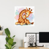 Mama und Baby Giraffe Poster (Heimbüro)