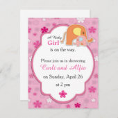 Mama und Baby Girl Elephant Dusche Einladung (Vorne/Hinten)