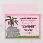 Mama und Baby Hippo Baby Shower Einladungen (Vorne/Hinten)