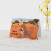 Mama-und Baby-Känguru im Outback-Geburtstag Karte (Gelbe Blume)