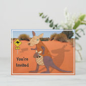 Mama-und Baby-Känguru im Outback laden ein Einladung (Stehend Vorderseite)