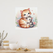 Mama und Baby Kitten Poster (Küche)