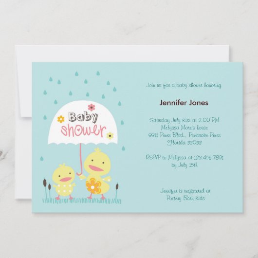 Mama-und Baby-Küken Einladung (Vorderseite)