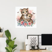 Mama und Baby Leopard Poster (Heimbüro)