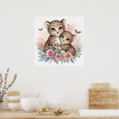 Mama und Baby Leopard Poster (Küche)