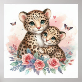 Mama und Baby Leopard Poster