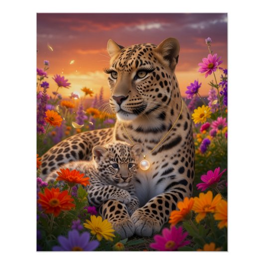 Mama und Baby Leopard Poster (Vorderseite)