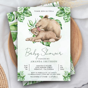 Mama und Baby Löwenjunges Dschungel-Baby-Party Einladung