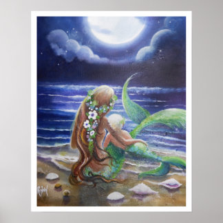 Mama und Baby-Mermaids-Poster Poster