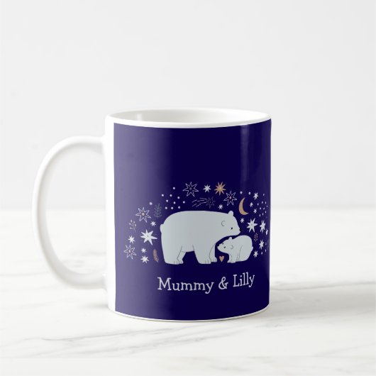 Mama und Baby niedlicher Bären , Personalisierte M Kaffeetasse (Links)