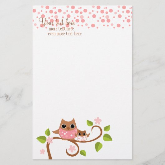 Mama und Baby Owl Briefpapier (Vorderseite)